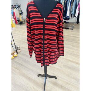 Bechamel NWT Red And Black Stipe Zipper Cardigan Size Large